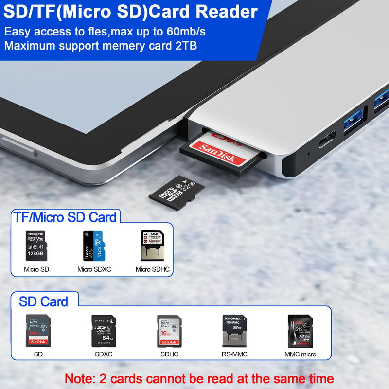 Surface Pro 11 10 9 Docking Station with 4K HDMI,USB-C Thunderbolt 4(8K Video+40Gbps+100W Power),100M Ethernet,USB3.0,SD TF Card Slot,3.5mm Audio,Triple Display for Surface Pro 11/10/9/X Accessories