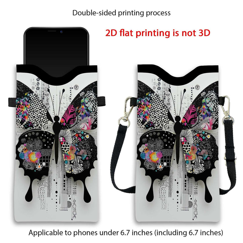 Colorful Butterfly Print Phone Case Crossbody Bag for Women