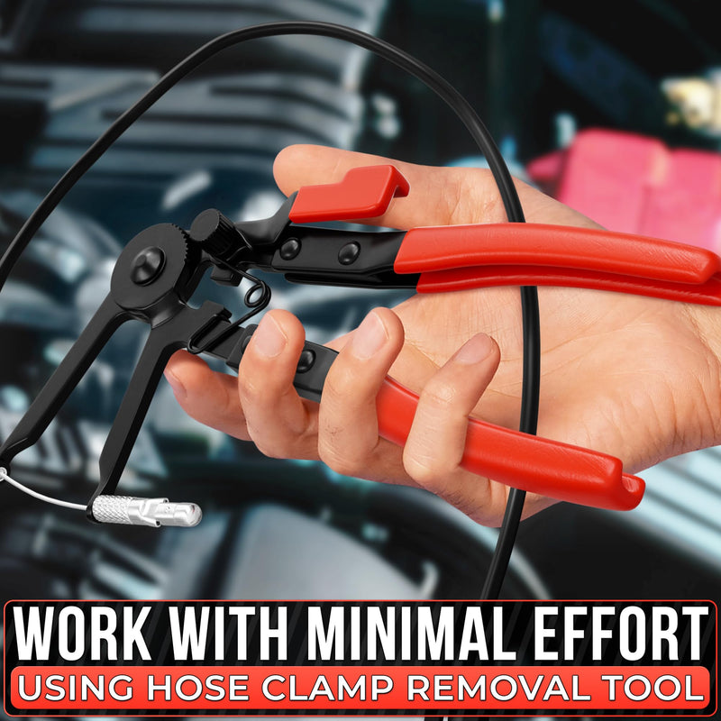 Radiator Hose Clamp Pliers Automotive – Corrosion-Resistant Hose Clamp Tool with Non-Slip Polymer Coating, Tension & Ratchet Locking Mechanisms – Easy to Use, Time-Saving for Car Repairs Wire Hose Clamp Pliers