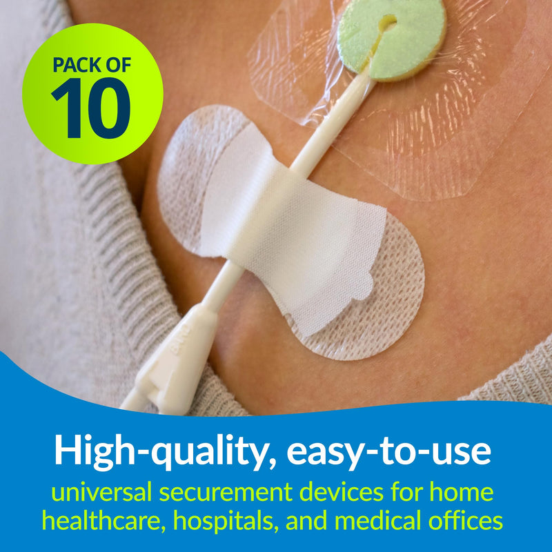 TIDI 3300M-10PK Grip-Lok Medium Securement Device ― Pack of 10 ― Catheter Stabilization Device ― White ― Flexible Material ― Low-Profile Design for Comfort― Home Healthcare ― Medical Supplies