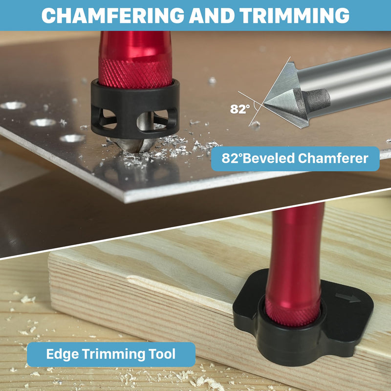 KEENTECH 10-in-1 Countersink Drill Bit Set with A Screwdriver Bit, 2.8/3.2/3.5/4.0 mm Drill Dia x 8/10 mm Countersink Dia, M2 HSS Countersink Bits for #4-#10 Screws, Chamfer Tool Includ Countersink Bits with Ph Bit