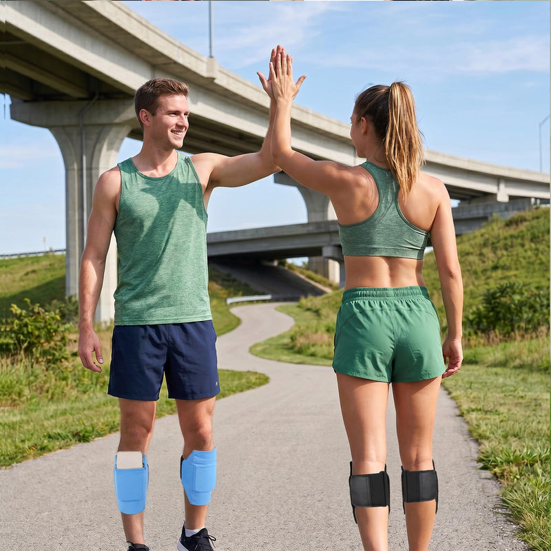Amabro Leg Phone Holder Non Slip Cellphone Thigh Ankle Wallet Armband Strap | Adjustable Sport Pouch Storage Bag Accessories for Running Hiking Workout Walking Hiking Equestrian, Blue, 30-45cm