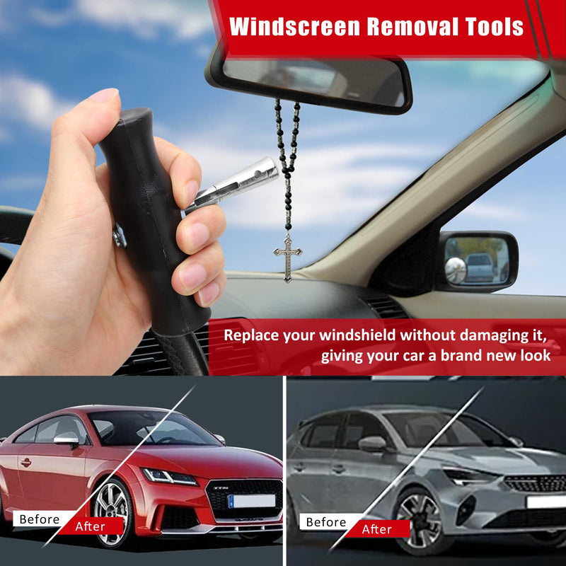 Acouto Windshield Removal Tool - Windshield Wire Cut Out Tool Car Windshield Removal Hand Tool Kit Window Glass Cutting Wire with Handles Professional Repair for Glass Removal