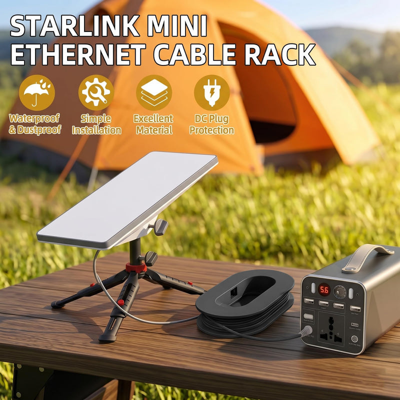 Starlink Mini Cable Organizer, Wall Mount Storage Rack for RV & Home-Black | Durable ABS cable organizer with waterproof & dustproof design, Starlink Mini fit, dual slots & 2 cable protectors included