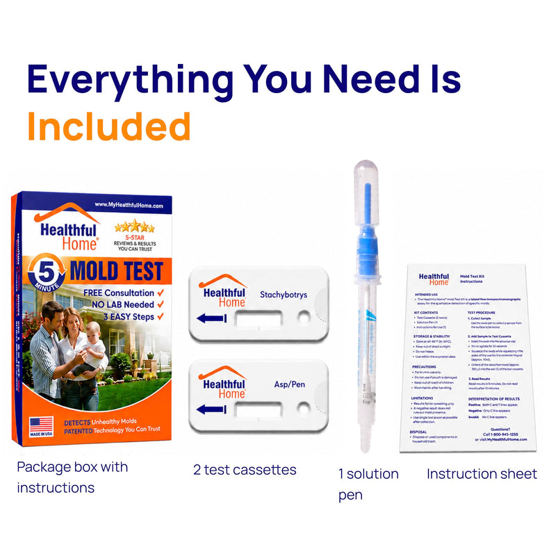 Healthful Home 5-Minute Mold Test Kit - Easy At-Home Mold Detection for Aspergillus/Penicillium & Stachybotrys, DIY Testing for Indoor Air & Moist Areas, No Lab Required, Includes Expert Consultation 1 Pack
