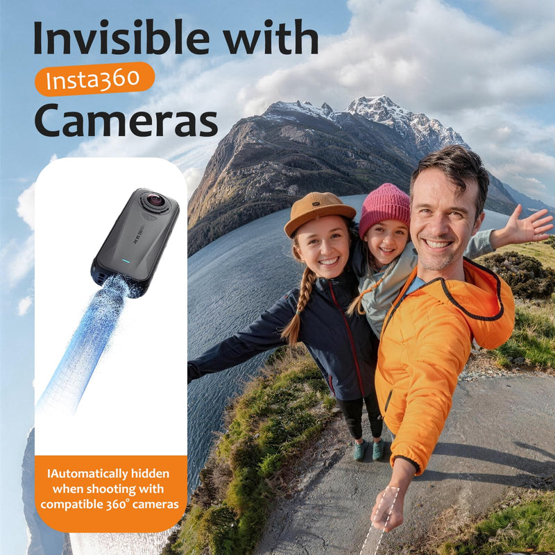 UBeesize 65” Auto-Open Invisible Selfie Stick Tripod for Insta360 X5/X4/X3 | 2-in-1 Extension Pole with GoPro Adapters, Waterproof Handle Grip for DJI Osmo 360/Pocket/Osmo Action, Luna Ultra, GoPro HERO 65“