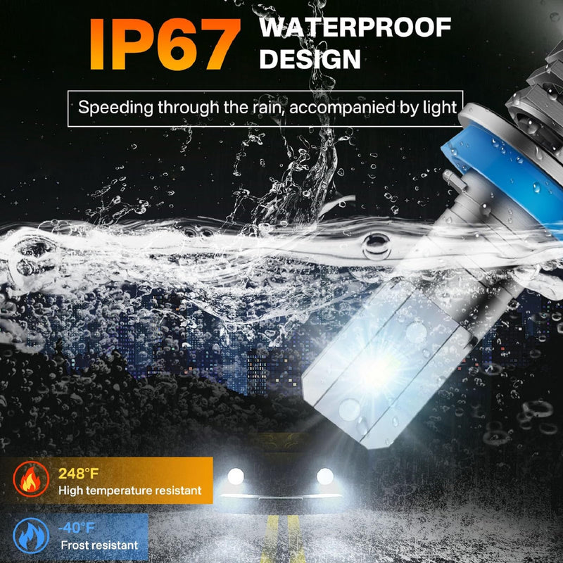 RCJ H11 Bulbs, H8/H9/H16 Warning Fog Light 6000K Cool White with Cooling Fan, Plug-N-Play, Pack of 2