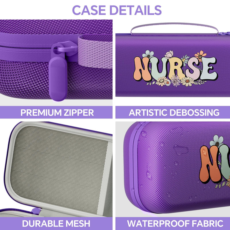 Stethoscope Case for 3M Littmann Classic III, Cardiology IV, MDF, EKO - Nurse Gifts for Women, Nursing Student Gifts, Cute Hard Shell Nurse Bag, Nurse Accessories for Work (Purple) Purple