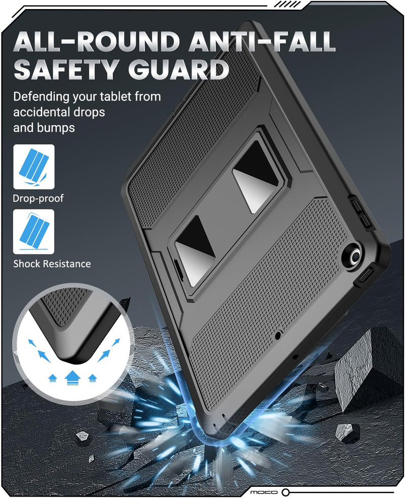 MoKo Full Body Protective Case for iPad 9th/8th/7th Gen 10.2-Inch,Black | Built-in Screen Protector and Kickstand ,Heavy Duty, Shockproof, Dual Layer, Rugged Full Body Protective,Precise Cutouts Black