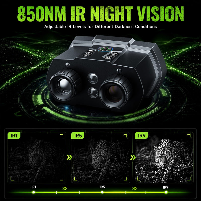Rappet Night Vision Goggles, 4K Night Vision Binoculars for Adults (4.5" HD Screen/5000mAh Battery/4K UHD VIDEO/2952FT Range/32GB TF Card/18X Digital Zoom/Flashlight) for Hunting, Camping, Black