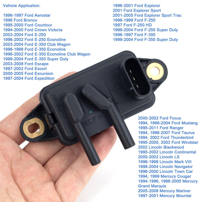 Exhaust Gas Recirculation Pressure Feedback Sensor F77Z-9J460-AB Compatible with 1994-2010 Ford Mercury Lincoln, EGR DPFE15