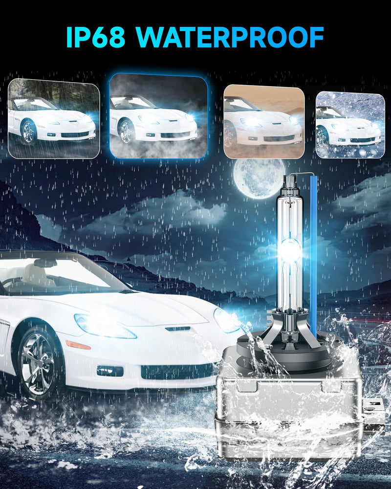 Fit for Chevrolet 2005-2013 Chevy Corvette Sport 2010-2013 Chevy Camaro D1S HID Xenon Headlight Bulbs, 350% Brightness, High Low Beam Light Bulb, 8000K White Blue, Plug and Play, Pack of 2 D1S-8000K