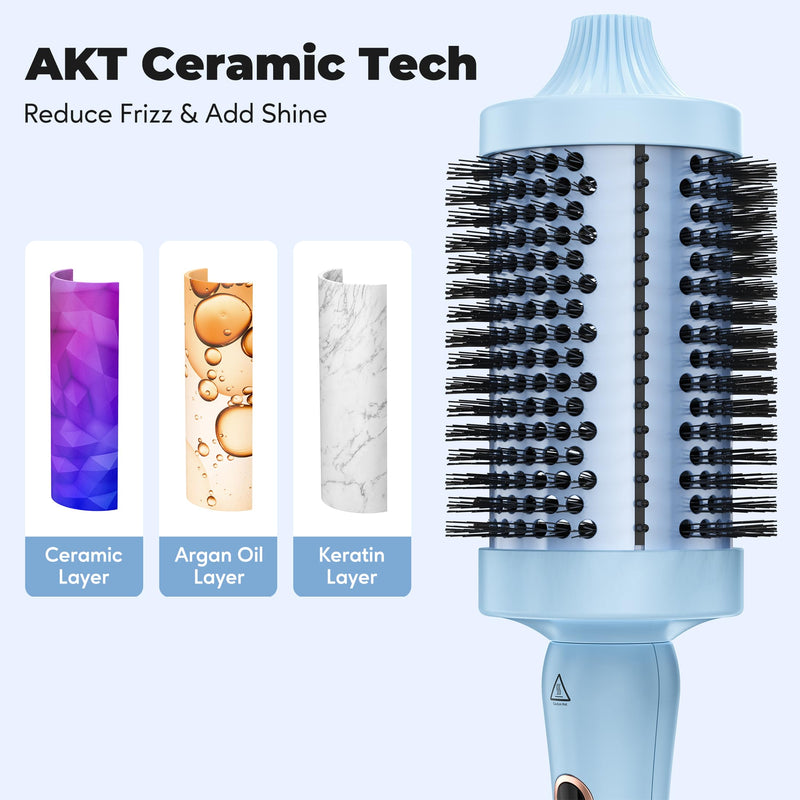 Farery Thermal Brush Ceramic Tourmaline Ionic Curling Iron, 60MM Volumizing Hot Brush Create Root Volume & Loose Curls, 5 Temperatures Heated Volumizer, Dual Voltage