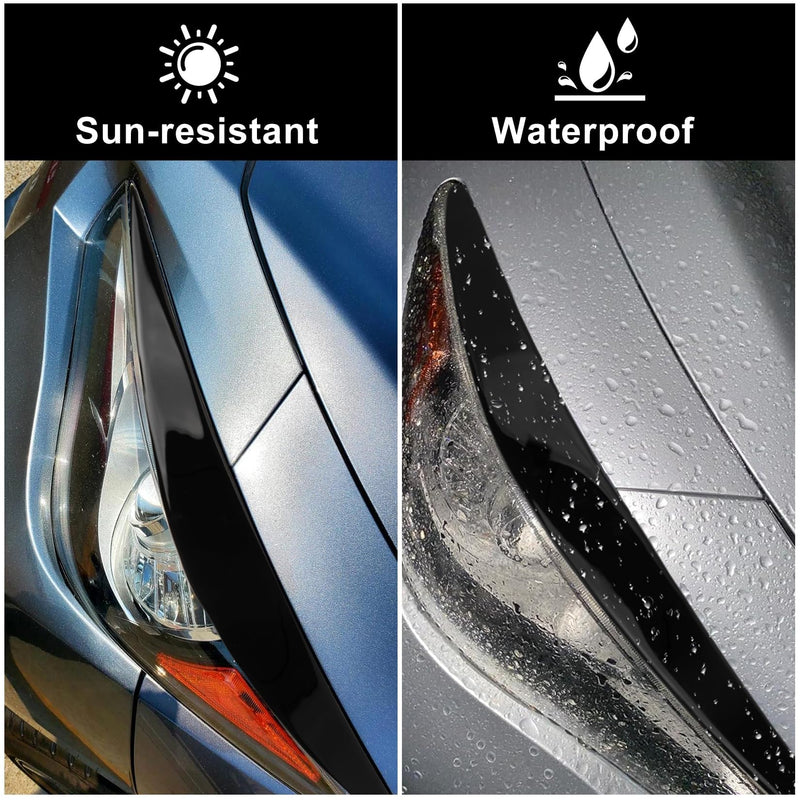 Glossy Black Q50 Eyelid, PSLER Headlight Eyelids Headlight Eyebrows Trim Front Headlight Cover Eyebrow Decoration Front Lamps Sticker Compatible with Infiniti Q50 2014 2015 2016 2017 2018 2019-2024