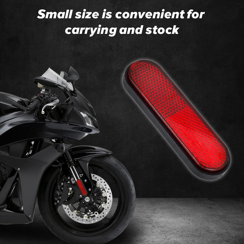 NTHREEAUTO Red Reflectors Motorcycle Safety Reflector Reflective Sticker Universal Compatible with Bicycle, Bike, Trailer, Cars, Trucks, Boat, ATV, Dirt Bike, Driveway Red-Oval