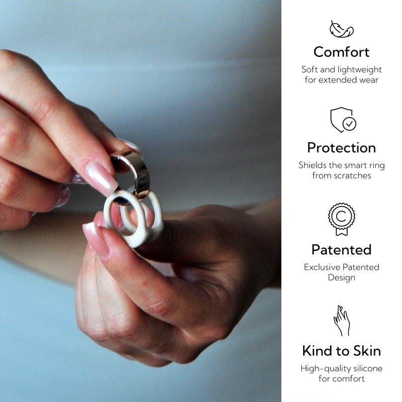 Rinfit Silicone Ring Protector Compatible with Oura Ring - Smart Ring Cover - SportFit U.S. Design Patent - Nude, Size 8