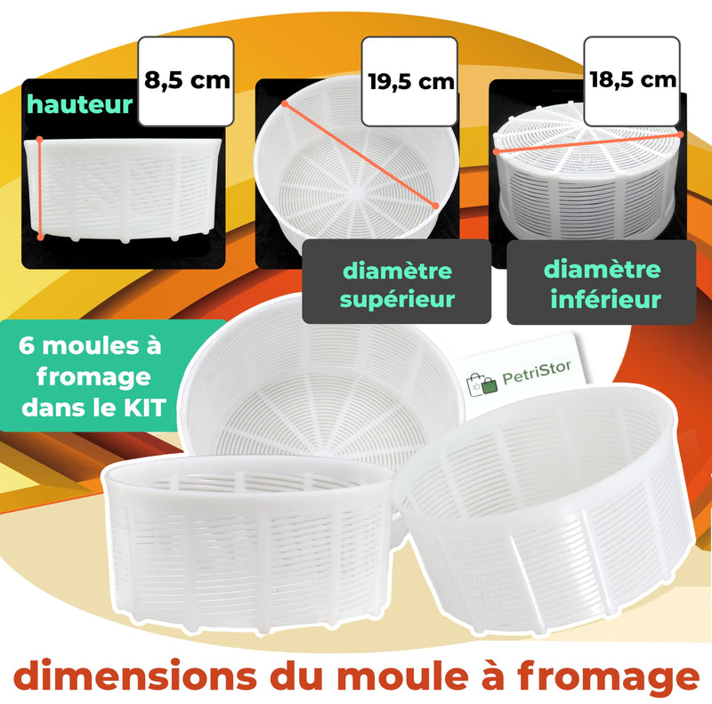 6 Pcs Soft Cheese Mold for Cheese Making 2.55QT - Cheese Making Mold - Cream Cheese Form Mold - Homemade Cheese Making Supplies - Molde Para Queso Fresco Casero - Feta Ricotta Cheese Making Basket