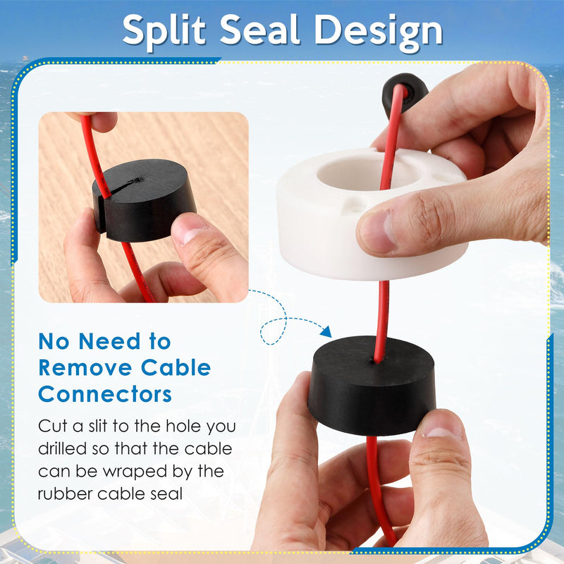 Round Cable Gland, Waterproof Cable Pass Through for Marine, Auto and Home, Split Seal Design Easy to Install 1