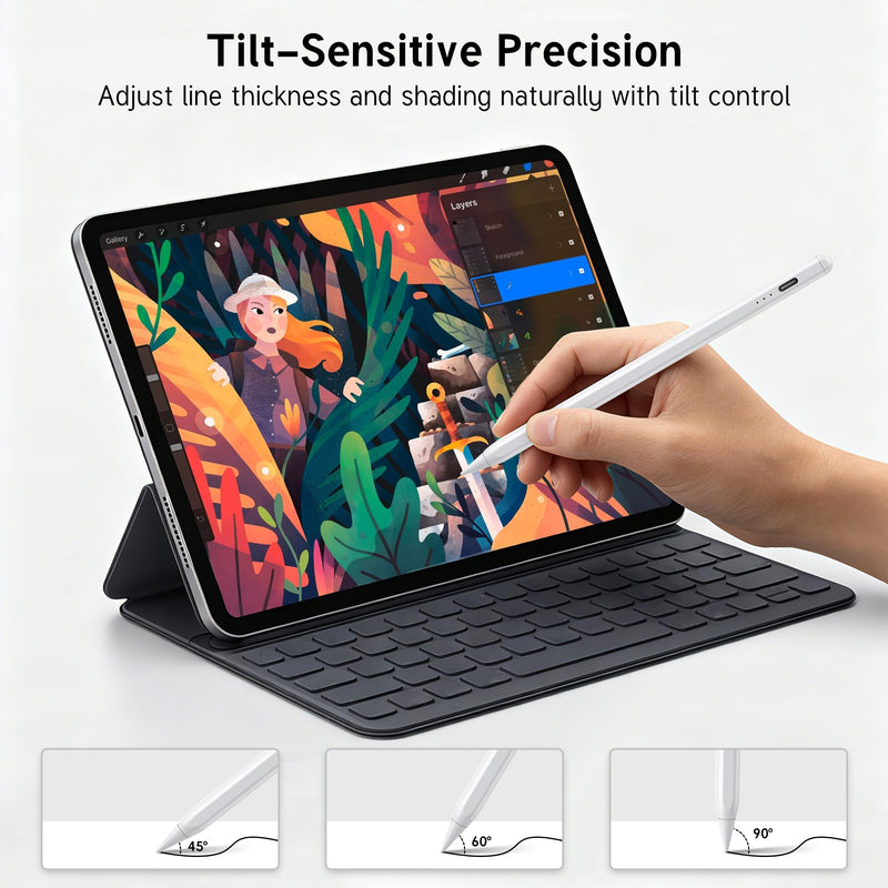 Pencil for Apple iPad A16 10th Generation, 2X Fast Charge Stylus Pen for 2026-2018 iPad A16/11, Air 11/13 M3/M2/5th, Pro 13/11/M4/12.9, Mini A17 Pro/6/5th Palm Rejection Tilt Sensitivity White