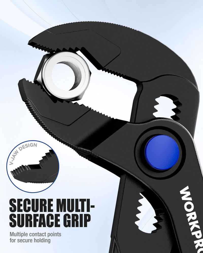 WORKPRO 2-Piece Mini Pliers Set with Pouch, 4-Inch Water Pump Plier & Plier Wrench, High-Toughness Alloy Steel Mini Groove Joint & Smooth Jaw Plier, EDC Pliers for Tight Spaces & Versatile Use
