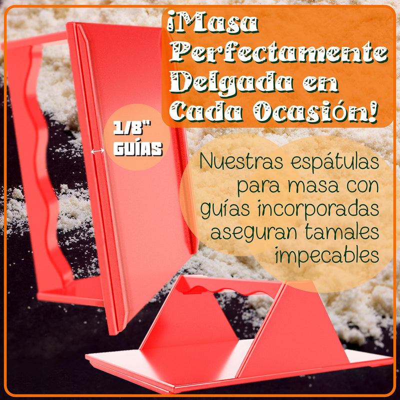 Tamales Masa Spreaders - Kitchen Utensils - Easy Grip Ergonomic Handle by Mindful Design (4 Pack, Red) 4 Pack Roja Red