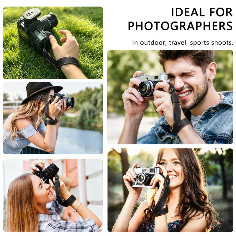 Camera Wrist Stra - Camera Straps for Photographers, Camera Hand Strap | Adjustable Wrist Camera Strap with Safer Connector for DSLR SLR Mirrorless Cameras (Black)