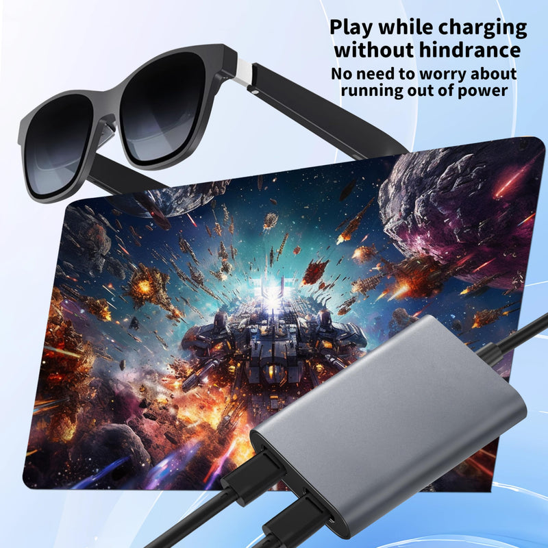 AR Smart Glasses Charging Adapter, Compatible with Viture/Rokid/Xreal AR Glasses, Switch, iPhone 15/16, Portable Docking Station Charging Module Accessory for Watching Movies and Playing Games