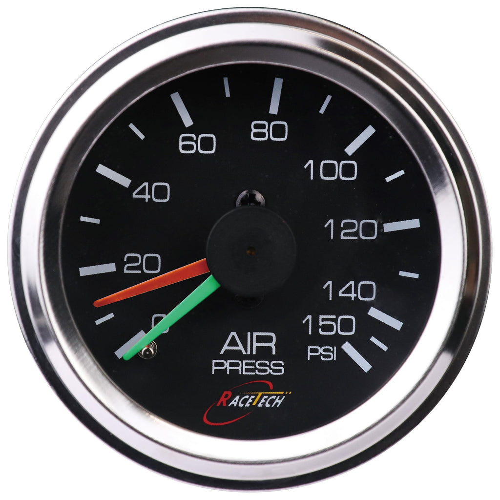 52mm 2-1/16" Mechanical Dual Air Bag Suspension Pressure Gauge Air Suspension Gauge 0~150 PSI 1/8NPT Black Dial Chrome Rim for Air Ride Suspension Systems