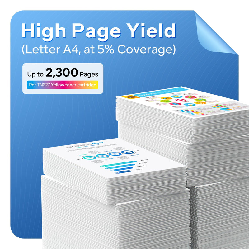 TN227 TN-227 Yellow Toner Cartridge Replacement for Brother TN-227 TN227Y HL-L3270CDW MFC-L3770CDW HL-L3290CDW MFC-L3750CDW HL-L3210CW Printer 1 Pack High Yield