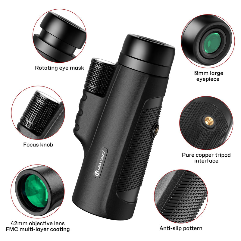 Monocular Telescope High Power 8x42 Monoculars Scope Compact Waterproof Fogproof Shockproof with Hand Strap for Adults Kids Bird Watching Hunting Camping Hiking Travling Wildlife Secenery