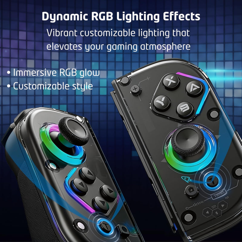 TNDA Wireless Controller Compatible with Switch and Switch 2, Charging Adapters Included, Hall Effect Joystick Wireless Joypad with RGB Lighting, 6-Axis Gyroscope Motion Control, Turbo Button, Rechargeable Battery