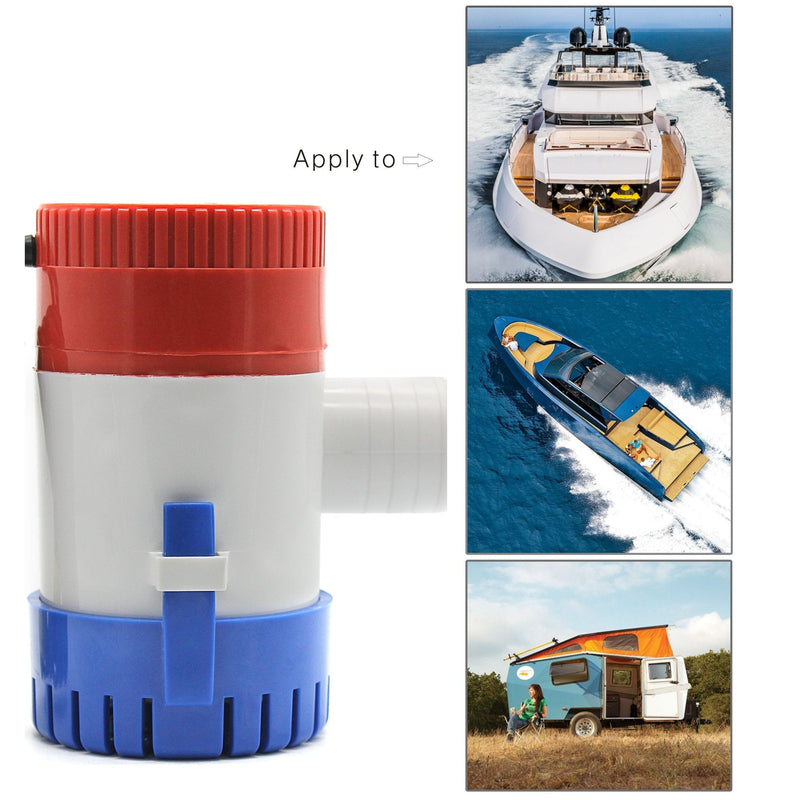Marine Submersible Boat Rule Bilge Water Pump 750 GPH 12V 3/4 inch Hose Outlet for Boats K3009