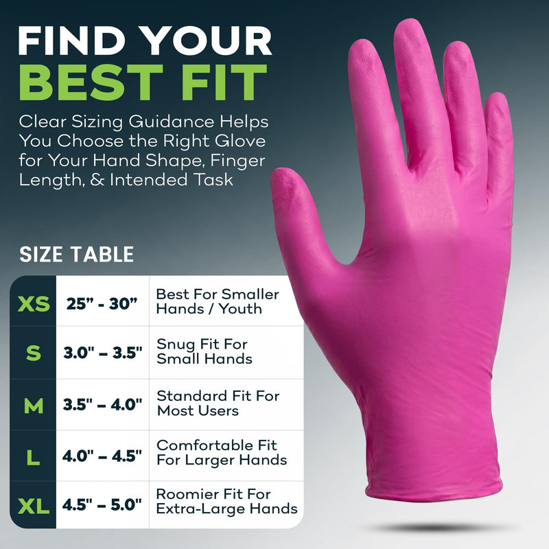 FifthPulse Fuchsia Hot Pink Nitrile Disposable Gloves -3 Mil Medical Exam Nitrile Gloves -Powder and Latex Free Medium 200