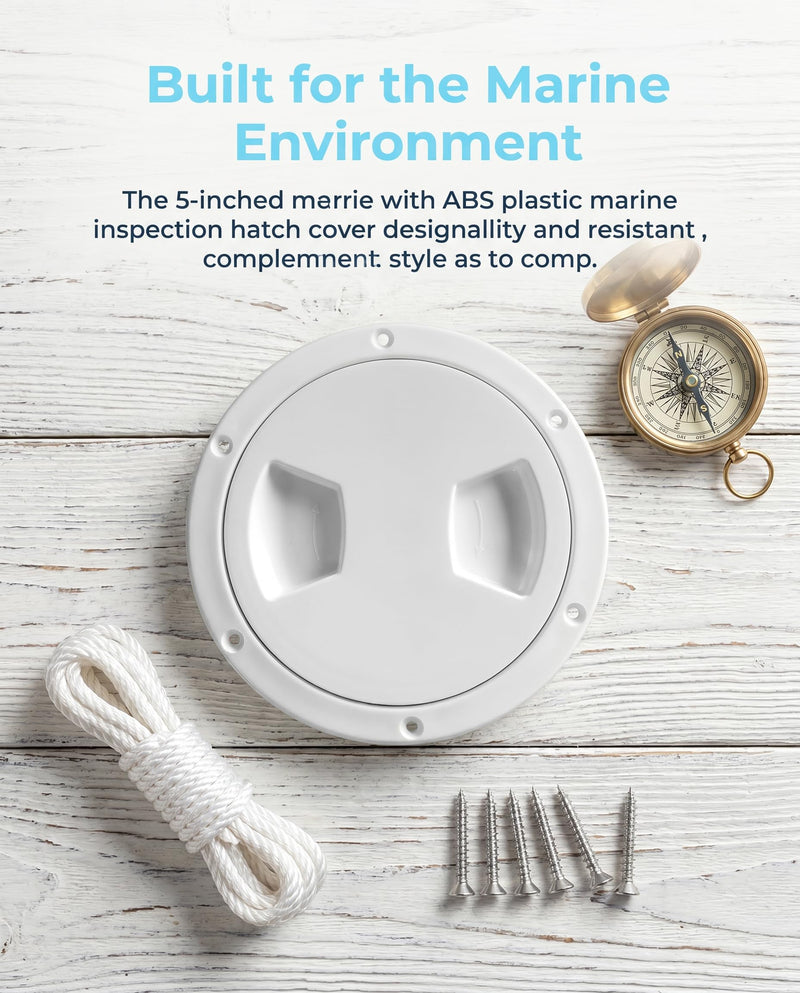 Boat 5 Inch Inspection Port Boat Access Seal Kayak Hatch Plus RV Marine Tight Hole Cover Lid White