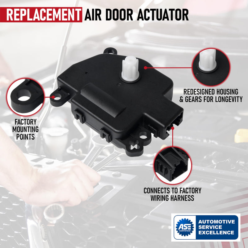 HVAC Air Blend Door Actuator Replacement by AA Ignition - Compatible with Chrysler, Dodge, Jeep, Ram - Avenger, Sebring, Caliber, Journey, Compass, Patriot, Wrangler, ProMaster - 604-029, 68018109AA