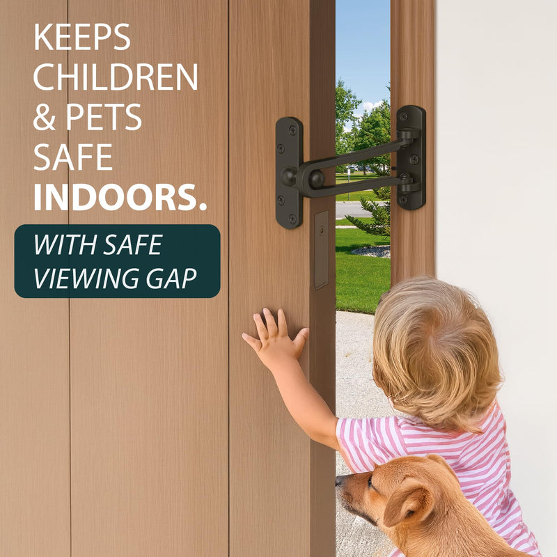 Mega Handles Safety Door Lock 2026 Version, Heavy-Duty Zinc Alloy 4.2" Door Lock, Swing Bar Door Guard, Safety Childproof Reinforcement Door Stopper for Kids (Matte Black) 1 Pack Matte Black