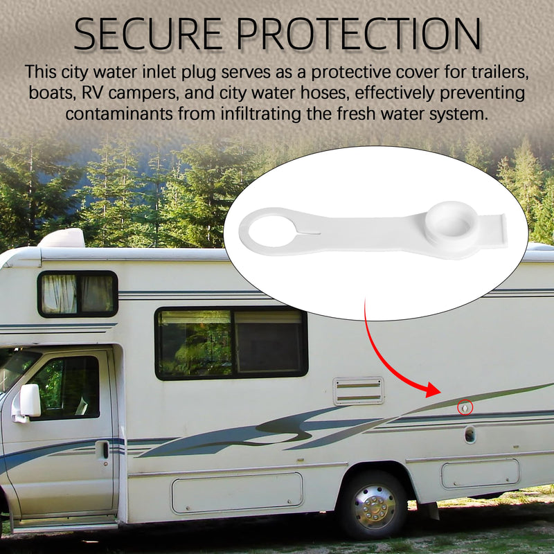 (3-Pack, White 3/4" Water Inlet Plug with Strap A0170SVP, RV Waters Inlets Replacement, Camper Waters Connection Inlet Plug with Strap, RV City Water Fill Inlets Replacement