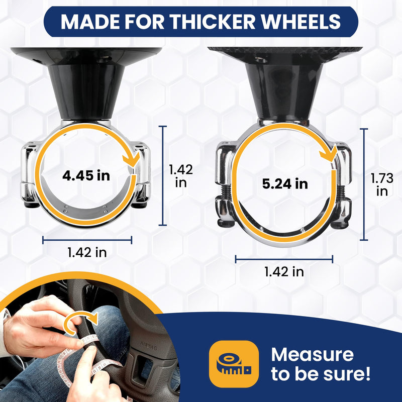 Top Life Truck Steering Wheel Knob - Silicone-Coated for Better Grip - XL Spinner for Thick Wheels - for Heavy Duty, Vans, Pickup Trucks, Semi, Sport Steering Wheels