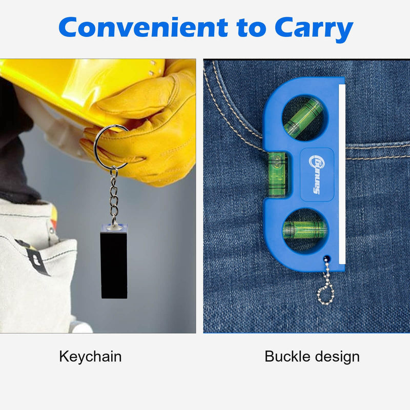 Sanung Magnetic Level Set, 2PCS Portable Bubble Torpedo + 2PCS Acrylic Spirit Levels with Keychain for Quick Attach, 45 90 180 Degree Measurement