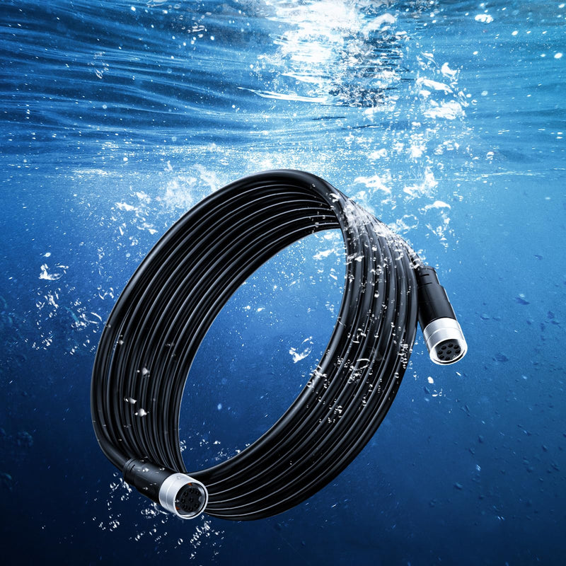 VHBW 16FT Boat Ethernet Cable for Humminbird 720073-5, Compatible with Helix 7, 8, 9, 10, 12, 15, Apex, Solix, Onix Models, Black