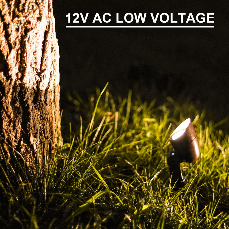 GOODSMANN Low Voltage Landscape Lighting Floodlight & Spotlight 3W LED 3600K Warm White 12V AC Outdoor Tree Lights Outside Hardwired Lighting Up Light with Metal Stake Cable Connectors 1 Pack