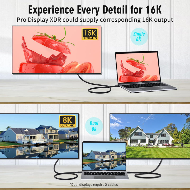 with Thunderbolt 5 Cable,USB4 Cable, 240 W Charging, 80 Gbps Data, gen4,16K@60Hz 4K120Hz HDR, USB C to USB C, for Hub, Dock, M2, M3, SSD, Laptops, Monitor (TB5 80G 240W 0.5M) TB5 80G 240W 0.5M