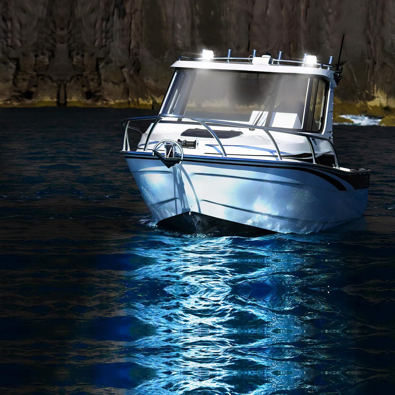 Nilight Marine LED Light Pods Navigation Lights 2PCS 4 Inch White Spot Flood Combo Ponton Boat Deck Dock Lighting for Night Fishing T-top Stern Yacht Port Sailboat Trucks Tractors 2Pcs White Shell with White Light LED Pods