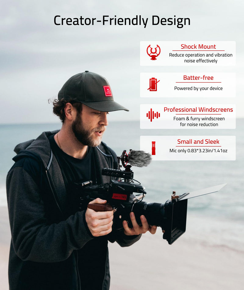 Syntech Camera Microphone for Noise Reduction, Mini Shotgun Mic with Vlogging, Compatible with DSLR Camera, Microphone for Camera with Deadcat Windscreen, Shock Mount, Carrying case