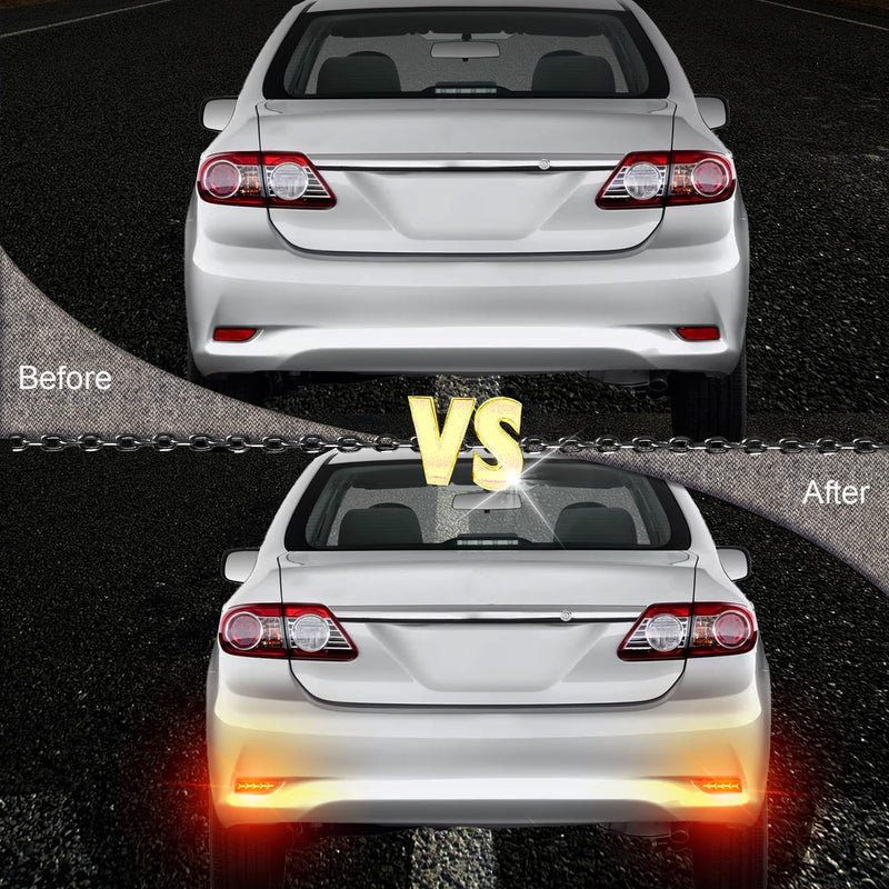 2Pc Full LED Rear Bumper Reflector Lights Kit for Toyota Corolla 2011 2012 2013 Tail Lamp Brake Fog Lamps Daytime Running Light Turn Signal Lamp Accessories (Smoked) Smoked