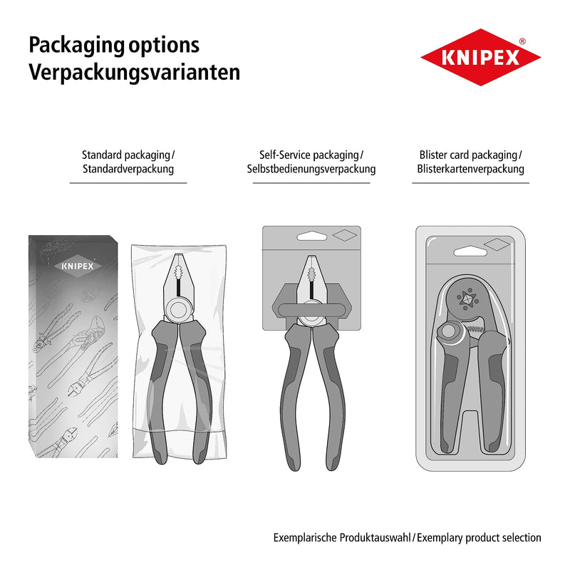 KNIPEX 08 22 185 Pointed Combination Pliers with Comfort Handles Black Atramentized 185 mm