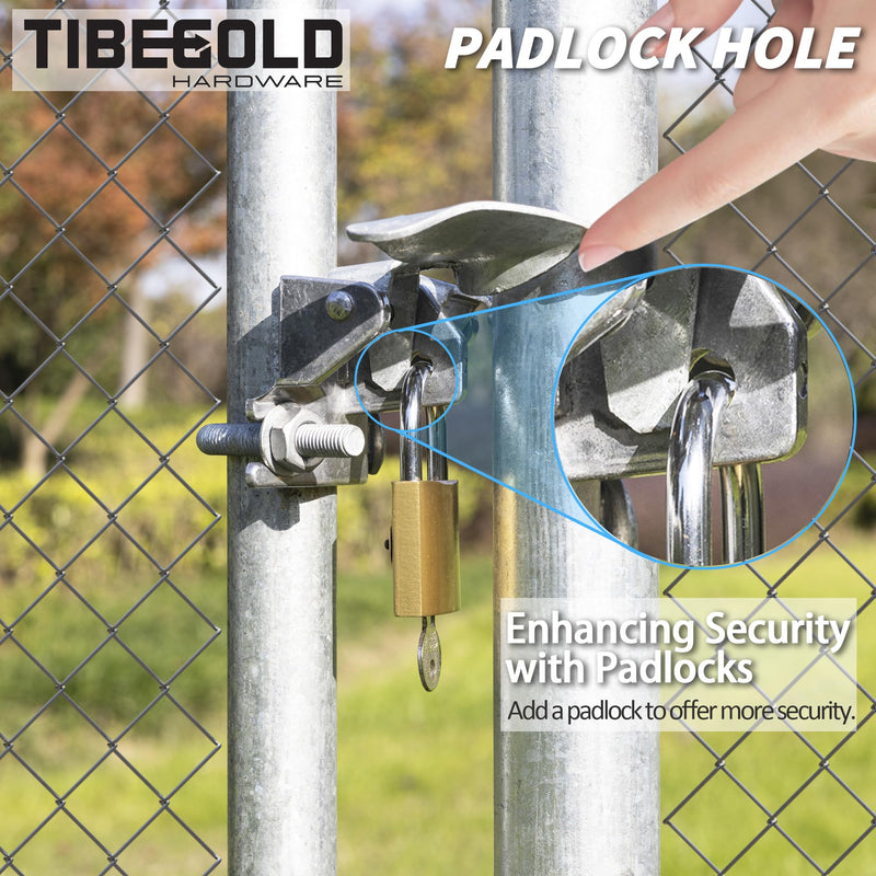 Chain Link Fence Butterfly Gate Latch, Galvanized 2 Way Lockable Gate Latch for 1-3/8" Gate Frame and 2-3/8" Gate Post, Fence Gate Latch with Padlock Hole, Silver, 2 Pack