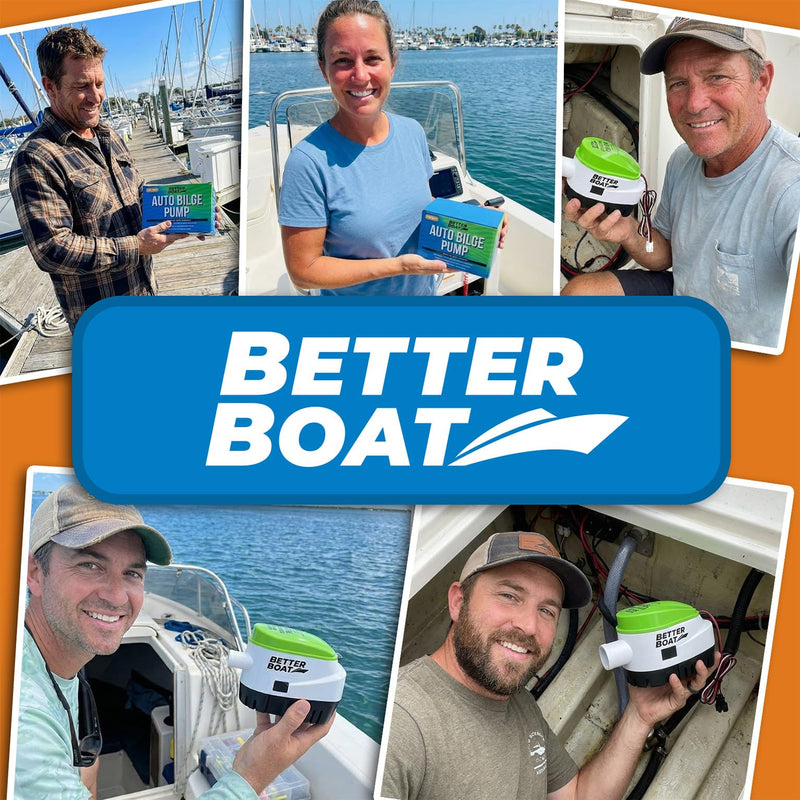 Automatic Bilge Pump 1100 GPH 12V with Built-In Float Switch, 1-1/8 Inch Outlet, 5-Year Warranty, Submersible for Bass Boats, Jon Boats - Better Boat