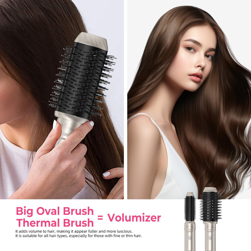 Airbrush Hair Styler 6 in 1 Magic Styler 1000W Airstyler Set 60000RPM Gift | Airstyler Set Upgrade Hair Dryer Brush, L&R Airflow Hair Curler,Curl, Straighten, Wavy, Smooth, Multistyler Gifts Set 3 Temps Creamgold