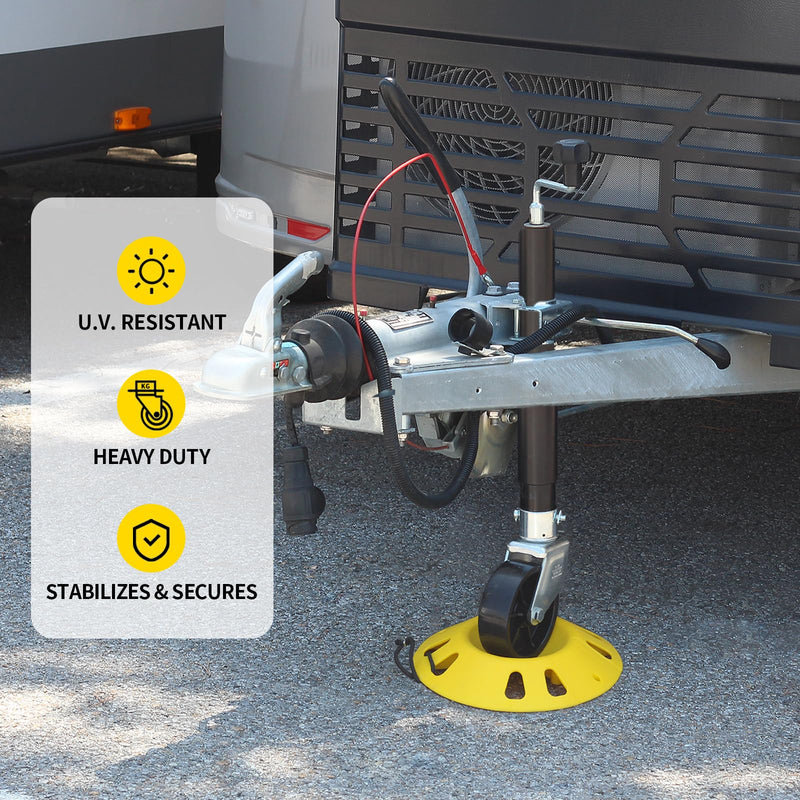 Trailer Jack Wheel Dock, Tongue Jack Wheel Chock for Trailer Boat Camper RV, Caster Stopper for Single 6'' 8'' and Dual 6'', with Rope Handle 22P